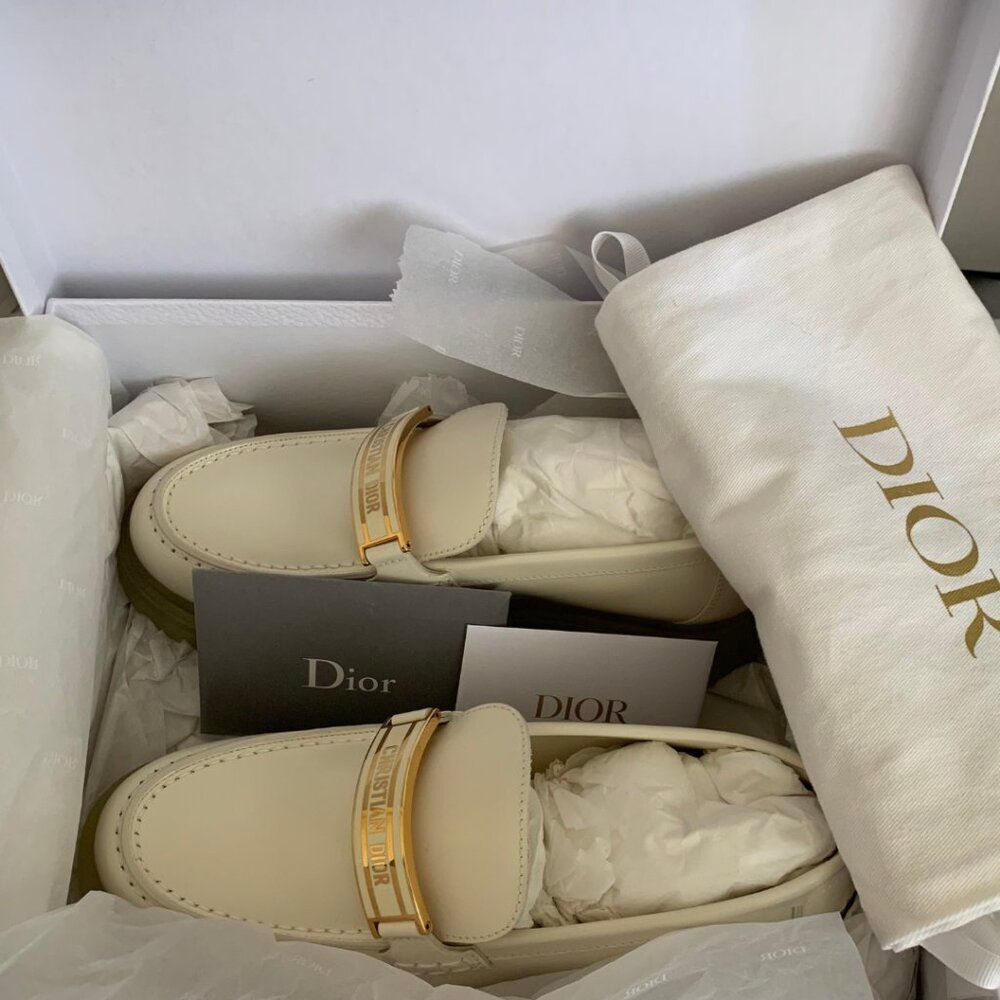 Christian Dior Code Loafers Off White Brushed Calfskin in Box w/ Dust bag - Picture 9 of 11